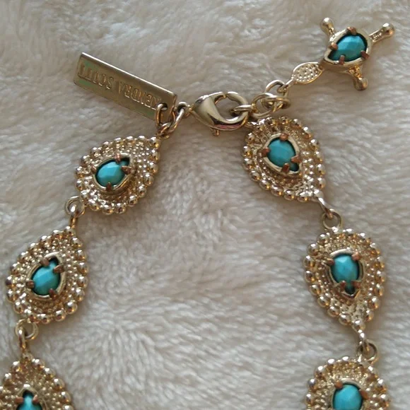 Kendra Scott Bria Bracelet Gold with Turquoise Stones Vintage Rare - Picture 6 of 10